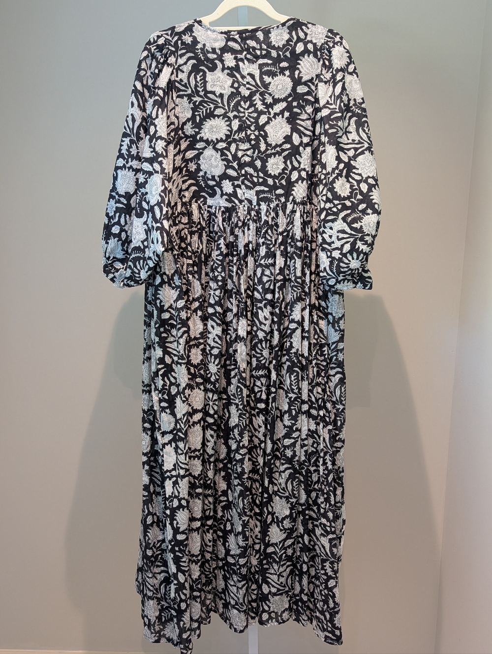 Guadalupe Anthropologie Anuka Black White Midi Dress Bohemian Hippie Floral Sz S - Picture 4 of 16